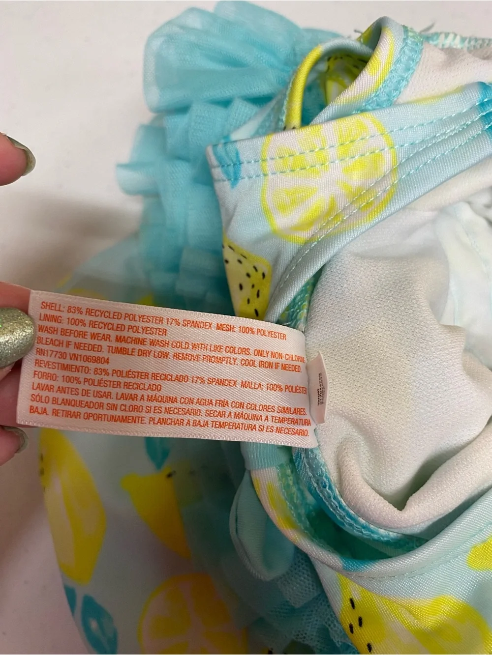 Lemon ruffle bathing suit girls 12-18 months blue yellow ballerina swimsuit